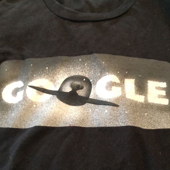 Black 100% cotton short sleeve t-shirt/ medium/ Google with 👽 alien in 🛸 - Picture 6 of 7